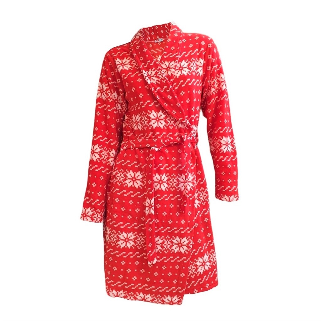 Ciciten 22308 Pocket Patterned Winter Fleece women's Dressing Gown (S-5XL)