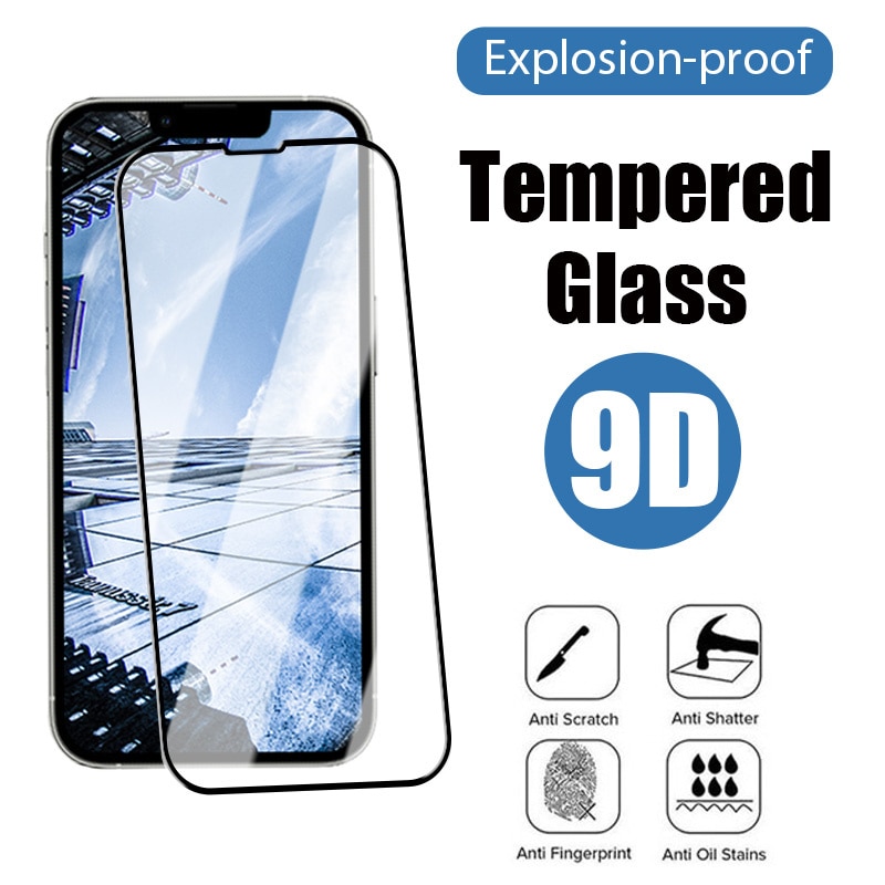 9D Full Screen Protector for iPhone 13 12 Mini X XS XR 7 8 Plus Protective Glass For iPhone 13 12 11 Pro Max Tempered Glass
