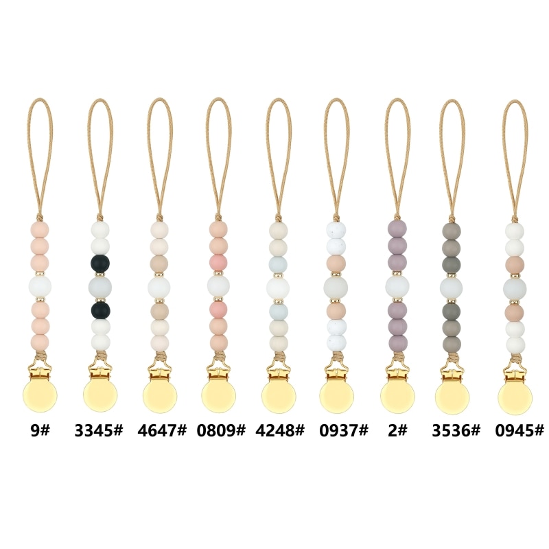 1Pc Pacifier Clips Chain Silicone Beads BPA Free DIY Dummy Clip Holder Soother Chains Baby Teething Toys Chew Shower Gifts