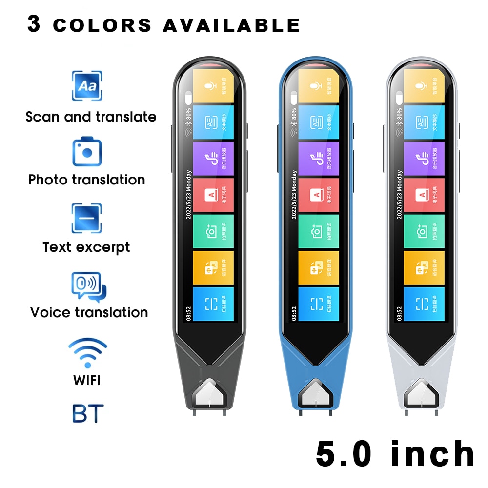 HGDO MD08 Smart Voice Translator 5.0" Screen Dictionary Translation Pen Scanner Text Scanning Translator Device 116 Languag