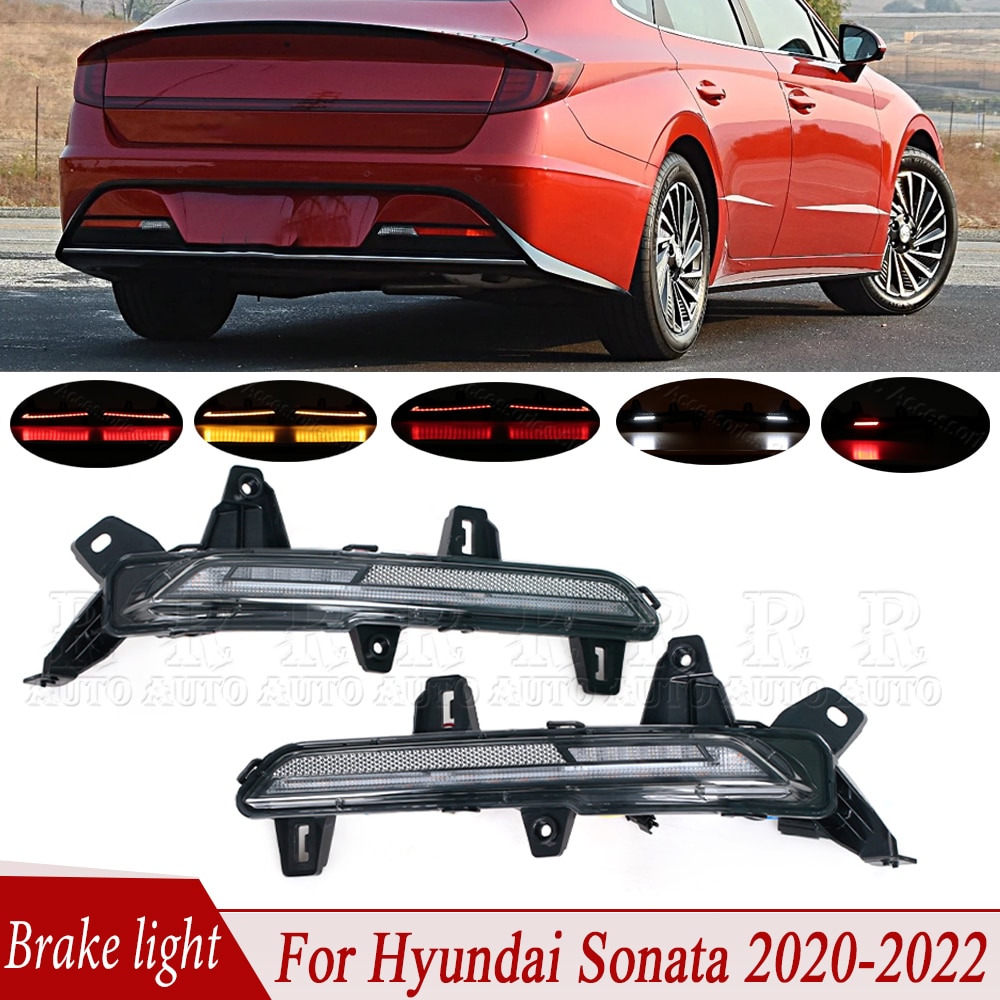 LED Rear Bumper Reflector Light For Hyundai Sonata 2020 2021 2022 Tail Fog Reversing Turn Signal Driving Braking Stop Lamp
