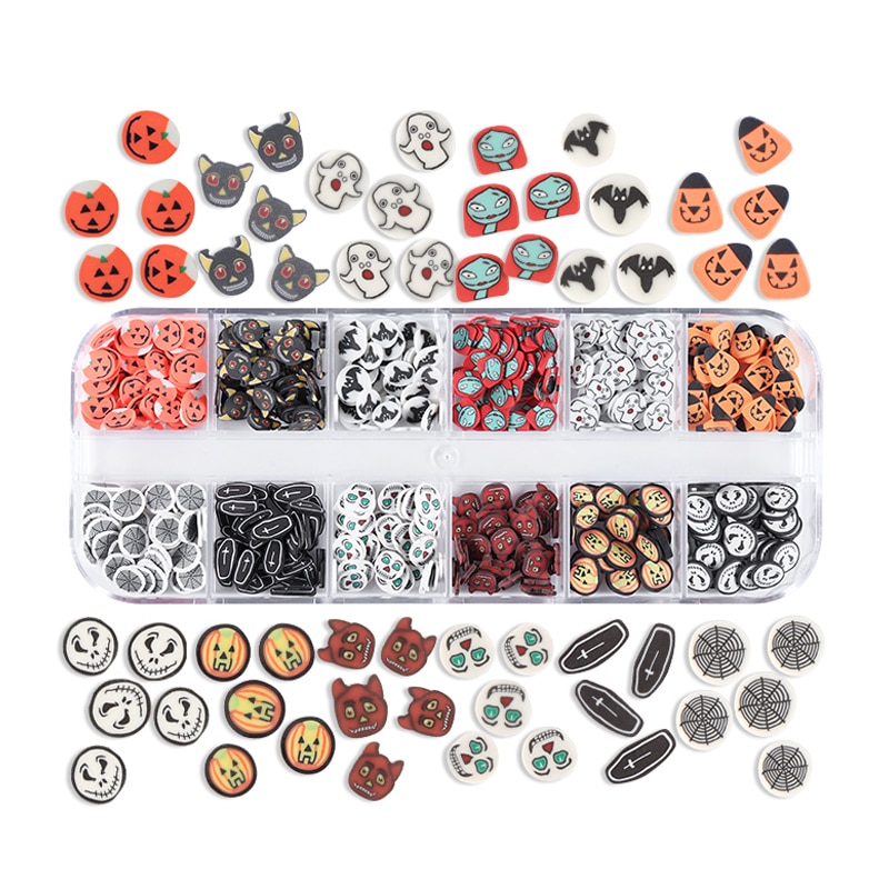 Halloween Resin Shaker Filler Pumpkin Ghost Skull Epoxy Resin Filling UV Soft Clay Resin Flakes Pendant Jewelry DIY Scrapbooking