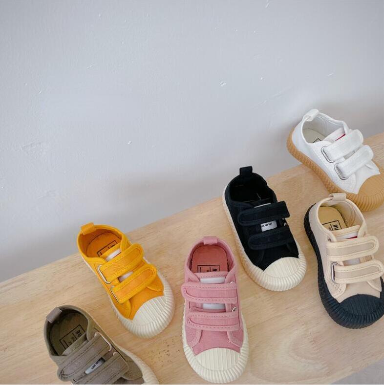 Autumn Girls Canvas Shoes Size 22-31 Cute Cartoon Kids Boys Sneakers Flat Soft Sole Bowtie Children Casual Shoes Baby Loafers