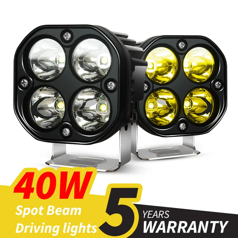 3 Inch 40W White Amber Motorcycle Driving Lights Led Work Light Bar Square Spotlight For 4x4 Offroad