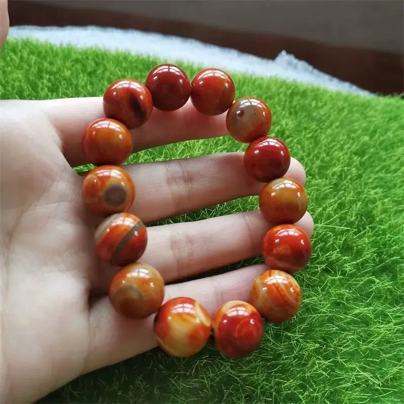 Natural Warring States Red Agate Round Bead Bracelet  Men's and Women's Fashionable Bracelet  Good