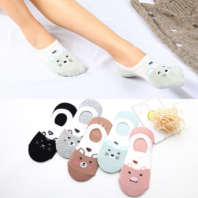 1 Pairs Cute Animal Boat Socks Women Cotton Short Socks Girls Kawaii Socks носки женские Women's Socks Meias Femininas