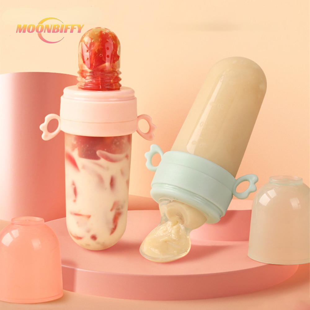 Baby Feeding Bottle + Teether Baby Silicone Rice Paste Cereal Feeding Squeeze Bottle Spoon Feeder for Newborn Child Utensils