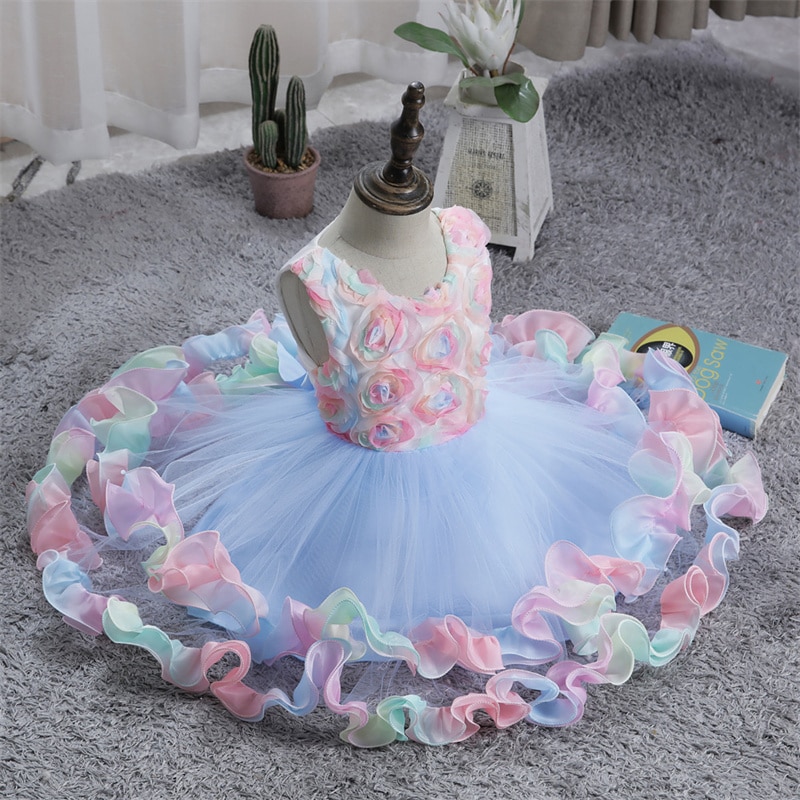 Baby Girl Dress Lace Applique Princess Desses for Girls 1-8 Years Attend Formal Party Wedding Baby Clothing