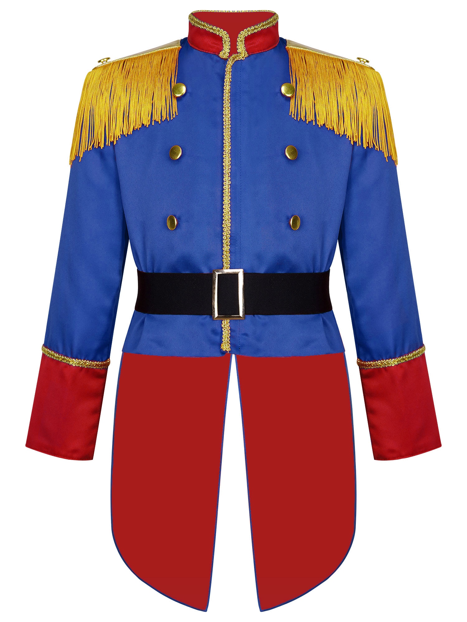 Kids Parade Band Dress up Outerwear Long Sleeve Zip-up Tassel Epaulettes Tailcoat with Metal Buckle Elastic Belt