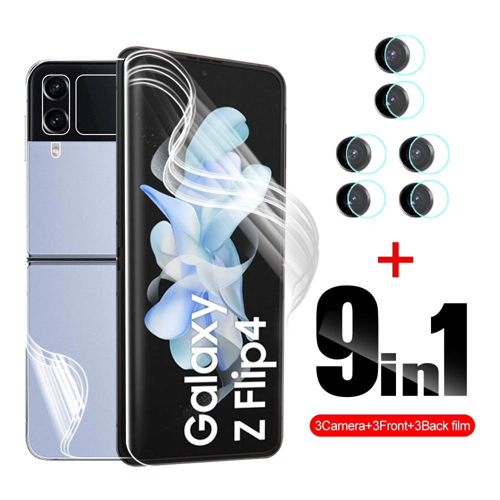 9in1 Hydrogel Film+Camera Lens Soft Glass For Samsung Galaxy Z Flip4 5G Screen Protectors For Zflip Flip 4 Zflip4 Cellphone Film