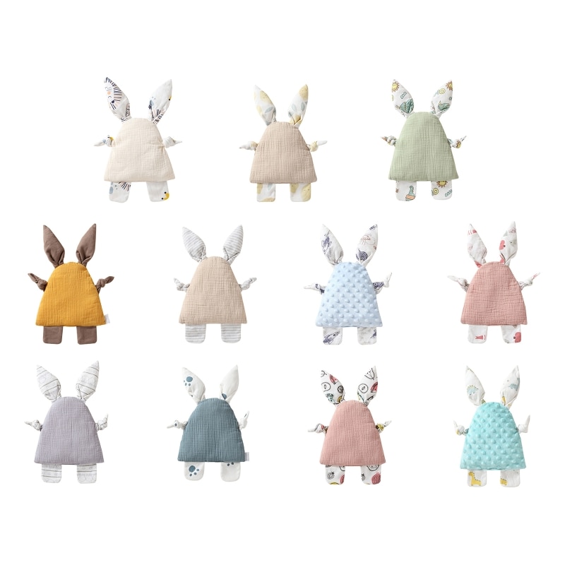 H37A Sleeping Doll Rabbit Bib Multi Layer Baby Teething Bandana Towel Super Absorbent