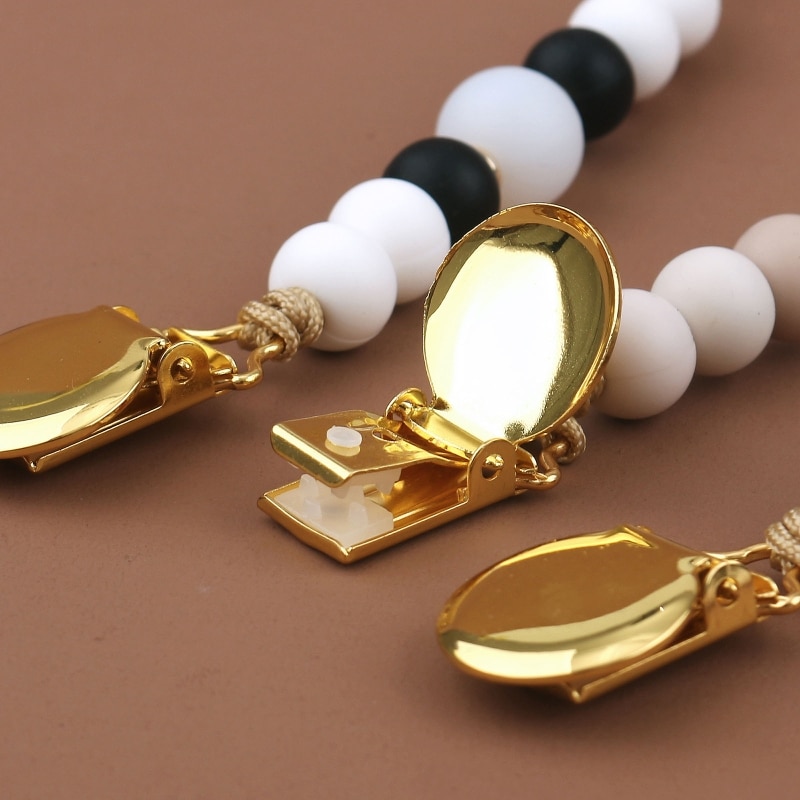 Baby Pacifier Chain Clips Dummy Holder Nipples Clips Silicone Beads Teething Chain Teether Pacifier Chains Newborn Toy P31B