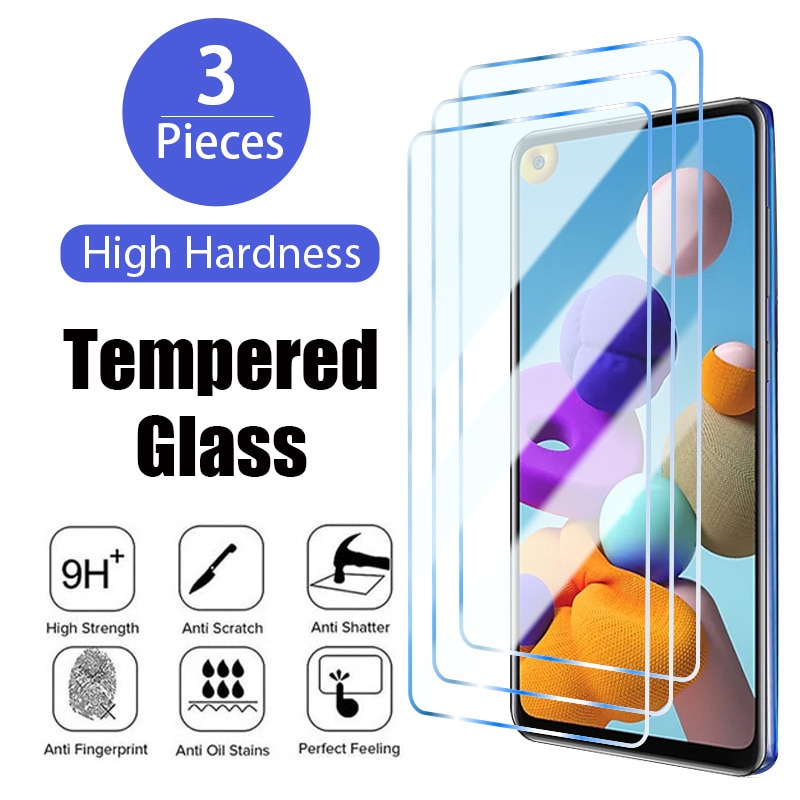 3PCS Tempered Glass for Samsung S22 Plus A52 A32 A12 A22 A51 Screen Protector for Samsung A50 A52S 5G A21S A71 Protective Glass