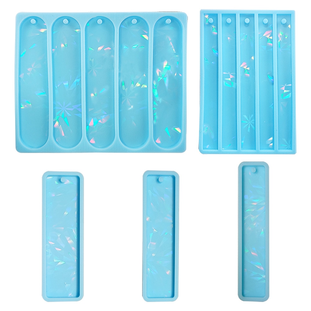 Holographic Bookmark Silicone Mold Laser Long Strip Rectangle Bookmark lLght and Shadow Mirror Crystal Epoxy Resin Mold