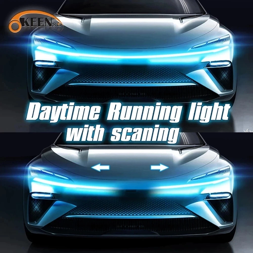 OKEEN LED Daytime Running Light For Car Universal Auto Headlight Strips With Start Sequential Scan