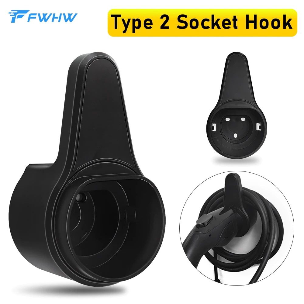 FWHW Type 2 EV Charger Holder Wall Mount Electric Car Charging Cable Organizer Electric Car Charger Holder EV Cable Socket