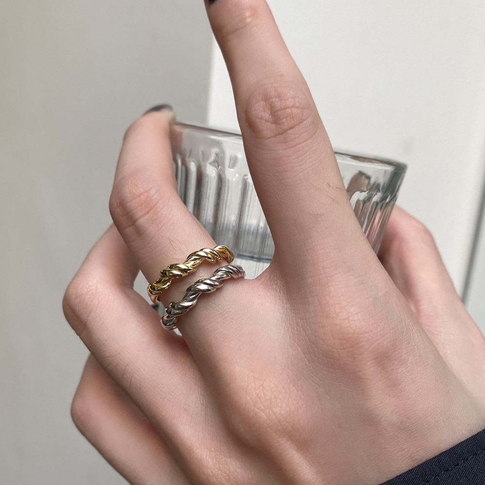 WPB S925 Sterling Silver Rings Women Knotted Rings Metallic Premium Jewelry For Women Girls' Holiday Gifts Wedding Trendy N