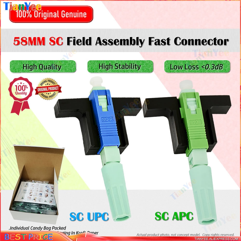 100% Original Quality CaiLi 58mm SC/UPC SC/APC SM Quick Coupler LX58 Fiber Optic Embedded Fast Connector 0.15dB Genuine Packing