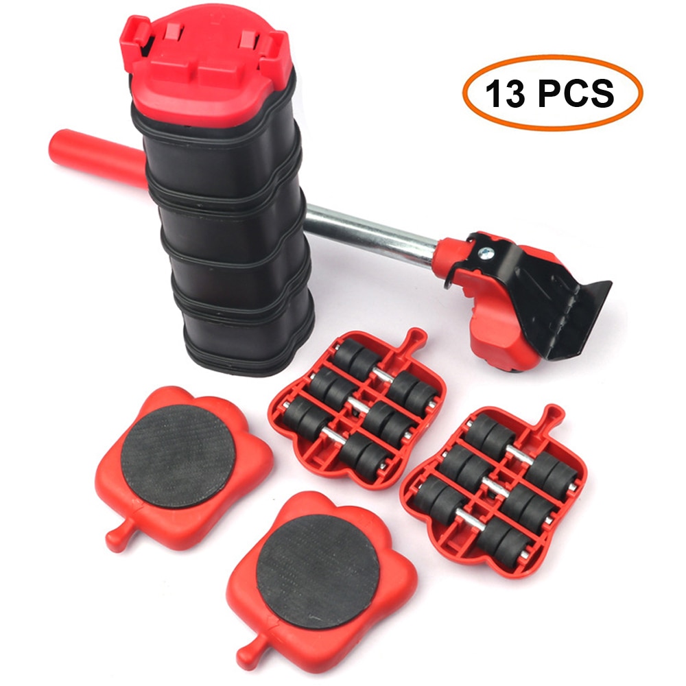 13Pcs Set Dropshipping Furniture Mover Set Furniture Mover Tool Transport Lifter Heavy Stuffs Moving Wheel Roller Bar Hand Tools