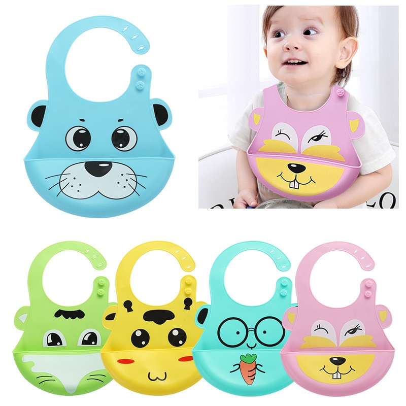 Cute Cartoon Waterproof Baby Bibs Food Grade Baby Feeding Silicone Bib Boys Girls Eating Accessories Adjustable Bibs For kids