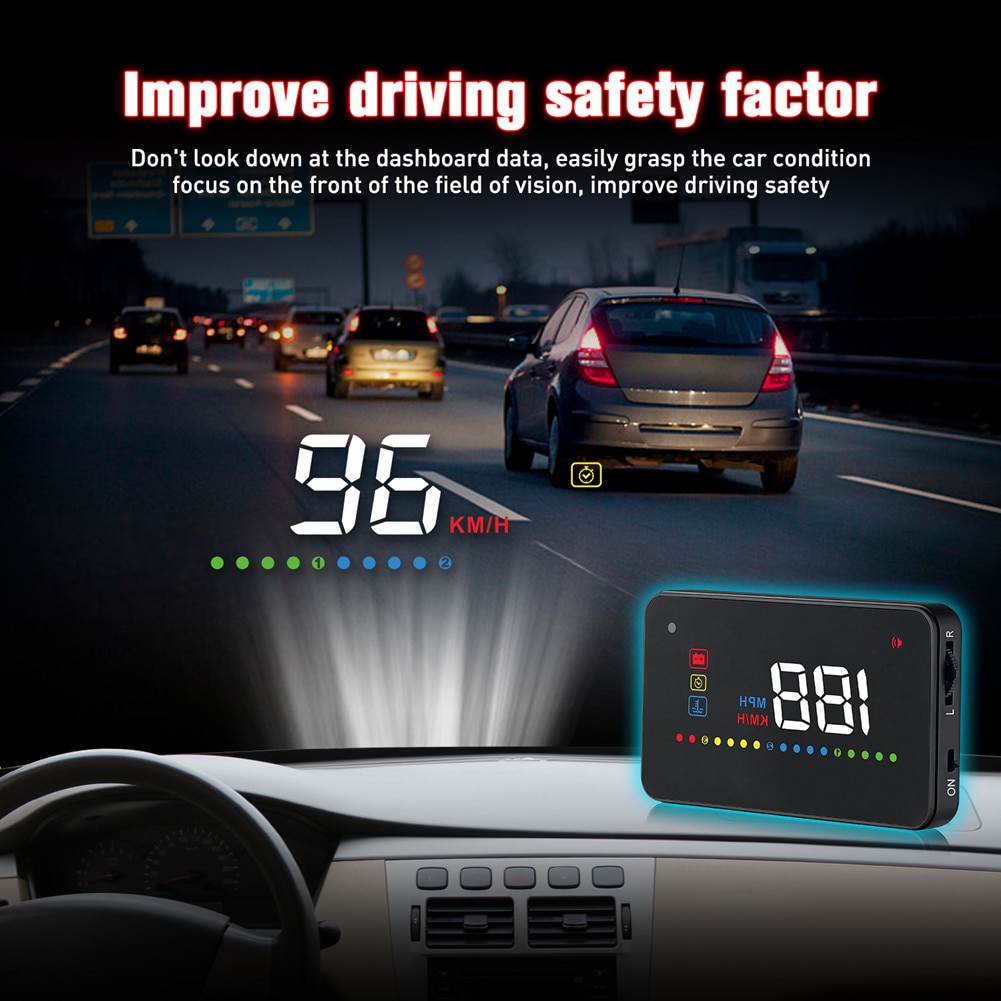 OBDII Or EUOBD Car Car HUD Alarm System Auto Replacement Parts BALCK Car HUD Projector 180g ABS 100% Brand New And High Quality