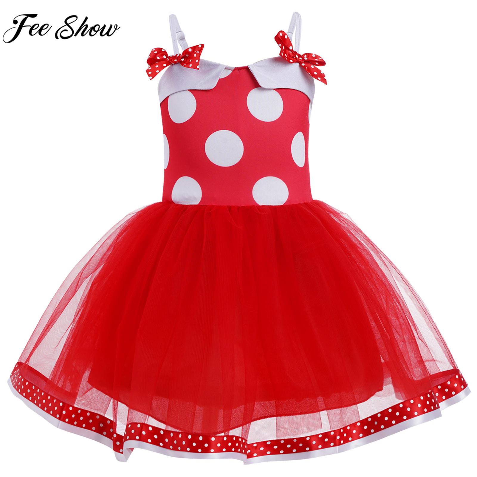Kids Cosplay Dresses Girls Vintage Polka Dots Mesh Tutu Halloween Christmas Theme Party Carnival Stage Performance Clothing