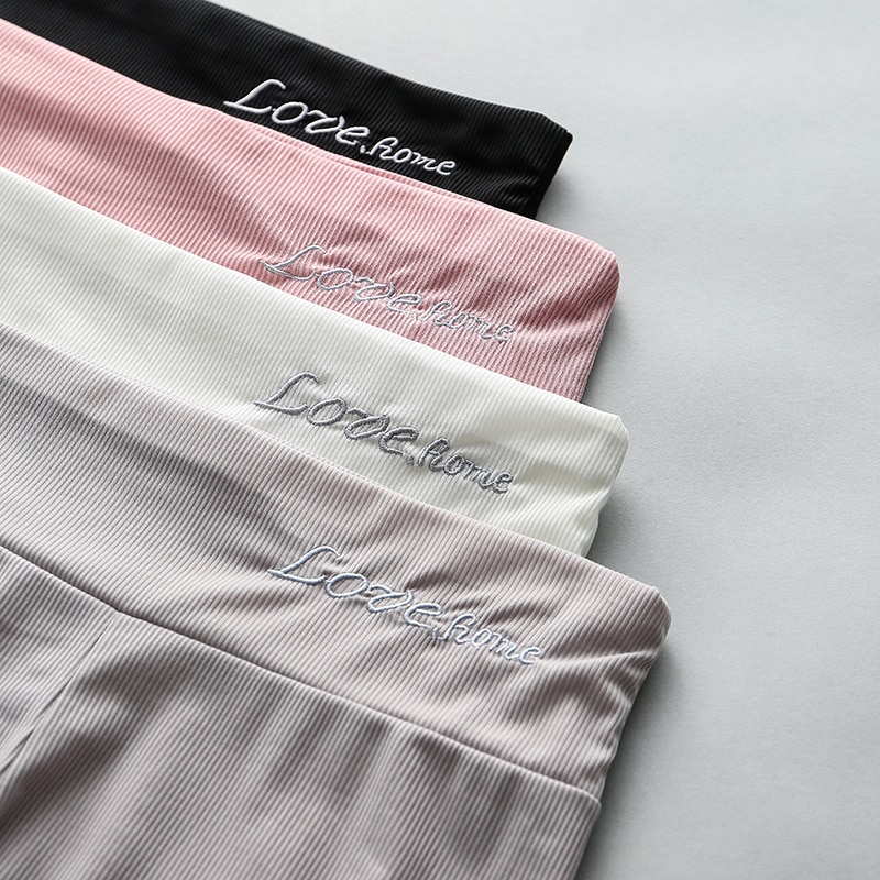 High Waist Letter Summer Thin Breathable Women Safety Shorts Striped Security Panties Non-marking Skinny Boxer Briefs