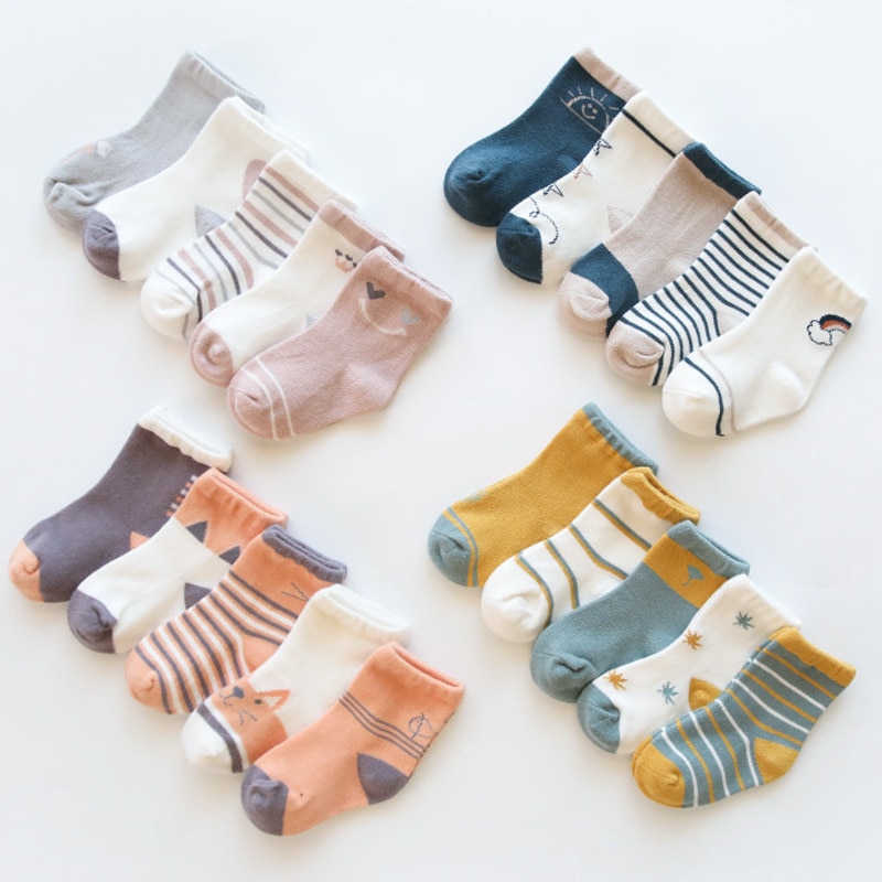 5Pairs kids Baby Socks children boy Girls plain crew socks Cotton Cute Newborn Boy ankle Socks Baby kawaii candy color socks