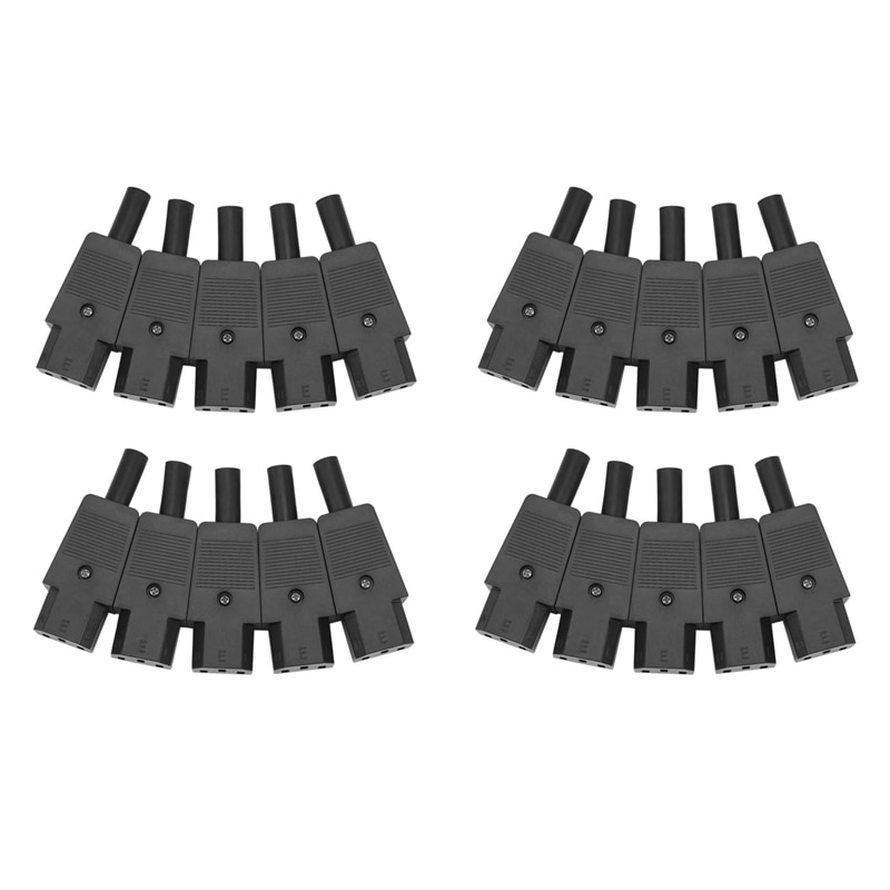 20PCS IEC 320 C13 Female Plug Adapter 3Pin Socket Power Cord Rewirable Connector