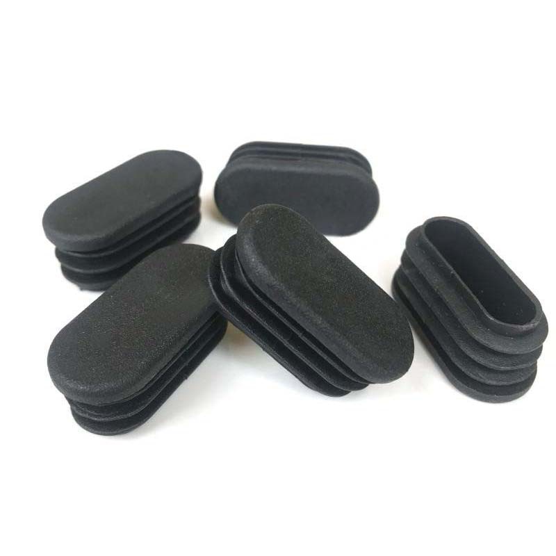 Tube Pipe Inserts Plug Bung Furniture Protection Gasket Dust Seal Black Oval Oblong Rectangle Plastic Blanking End Cap
