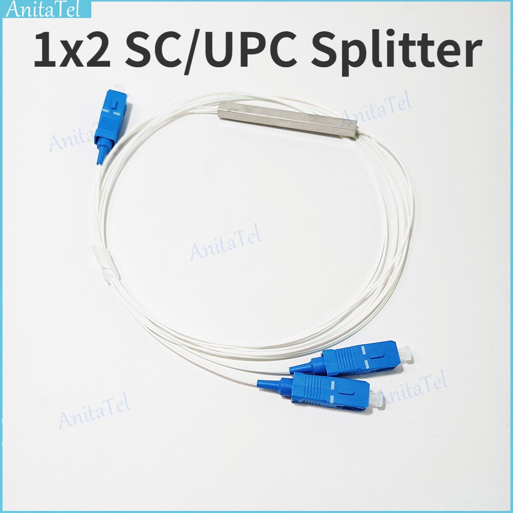5pcs 1x2 SC/UPC Splitter Fiber Optic PLC Mini Steel Tube Type 1*2 0.9mm SM Single Mode Opitcal Splitter Connector Free Shipping