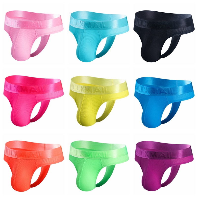 JOCKMAIL Super New Sexy Fashion Men's Thong Solid Color Dynamic Gay G-string LGBTQ Club Jockstraps Boy's Underwear T-b