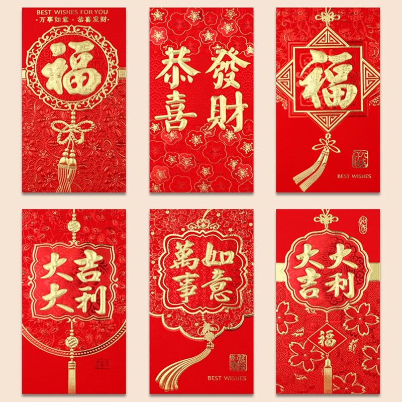 6PCS Chinese New Year Red Envelopes Red Packet Festival Rabbit Money Pouch Gift Spring Festival Red Envelope Home Decoration New