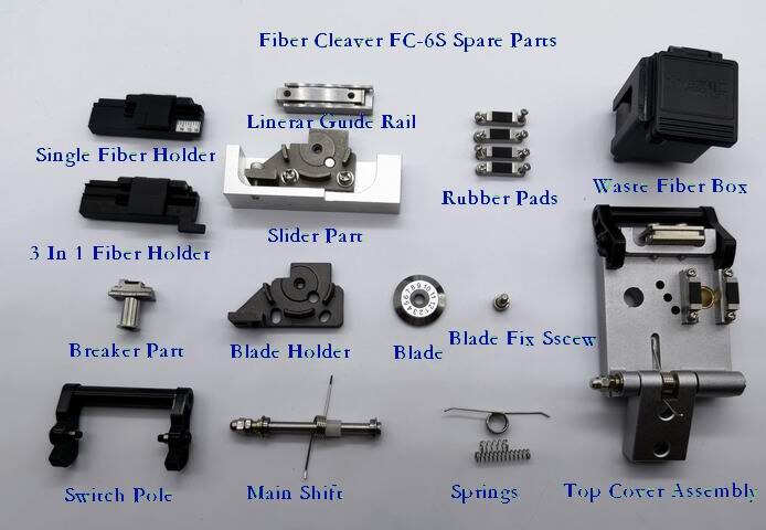 Fiber Cleaver FC-6S FC-6 FC-7 Spare Parts Blade/Waste Fiber Box/ Rubber Pad/Blade Holder/ Main Shift /Slide/Breaker/Swith Pole