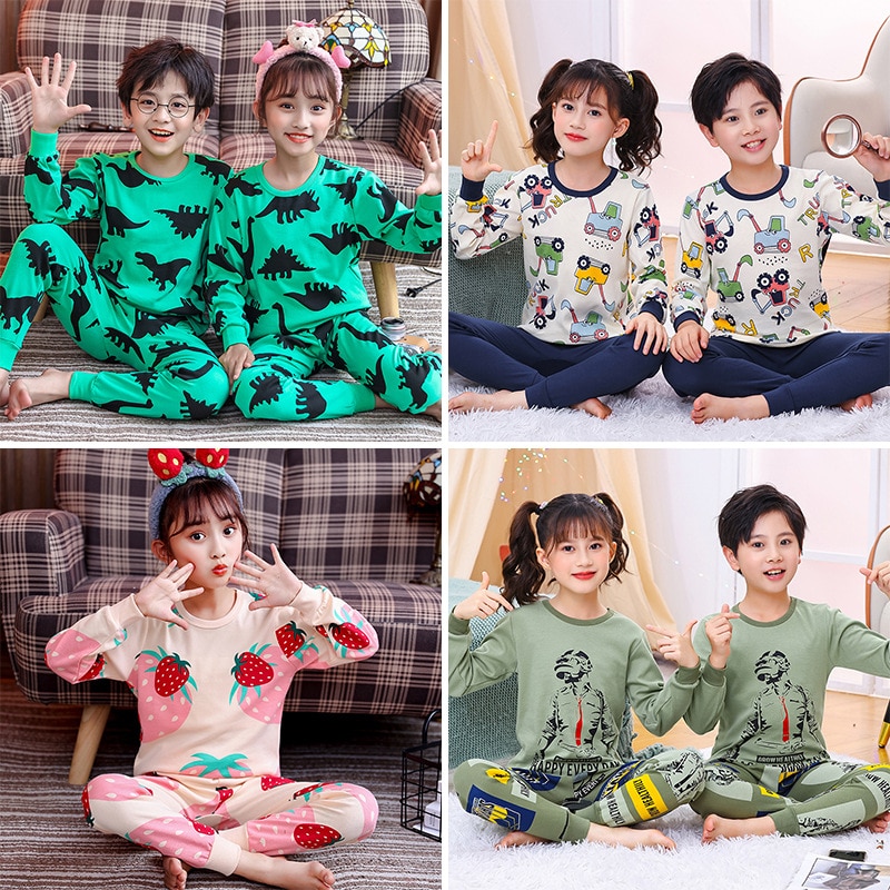 Boys Girls Clothes Young Children Clothing Set Kids Cotton Pajamas Animal Pijamas for 2 to 14Years Kids Clothes Baby Pyjamas Set