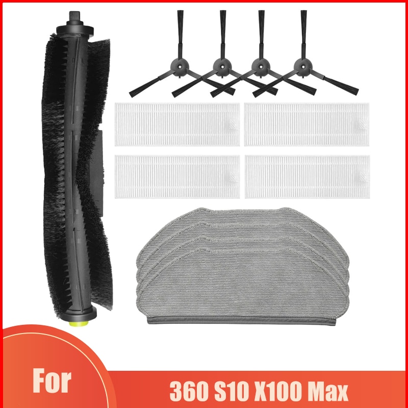 Replacement For 360 S10 X100 Max Robotic Vacuum Cleaner Spare Parts Mop Cloth Main Brush Side Brush Hepa Filter Accessories
