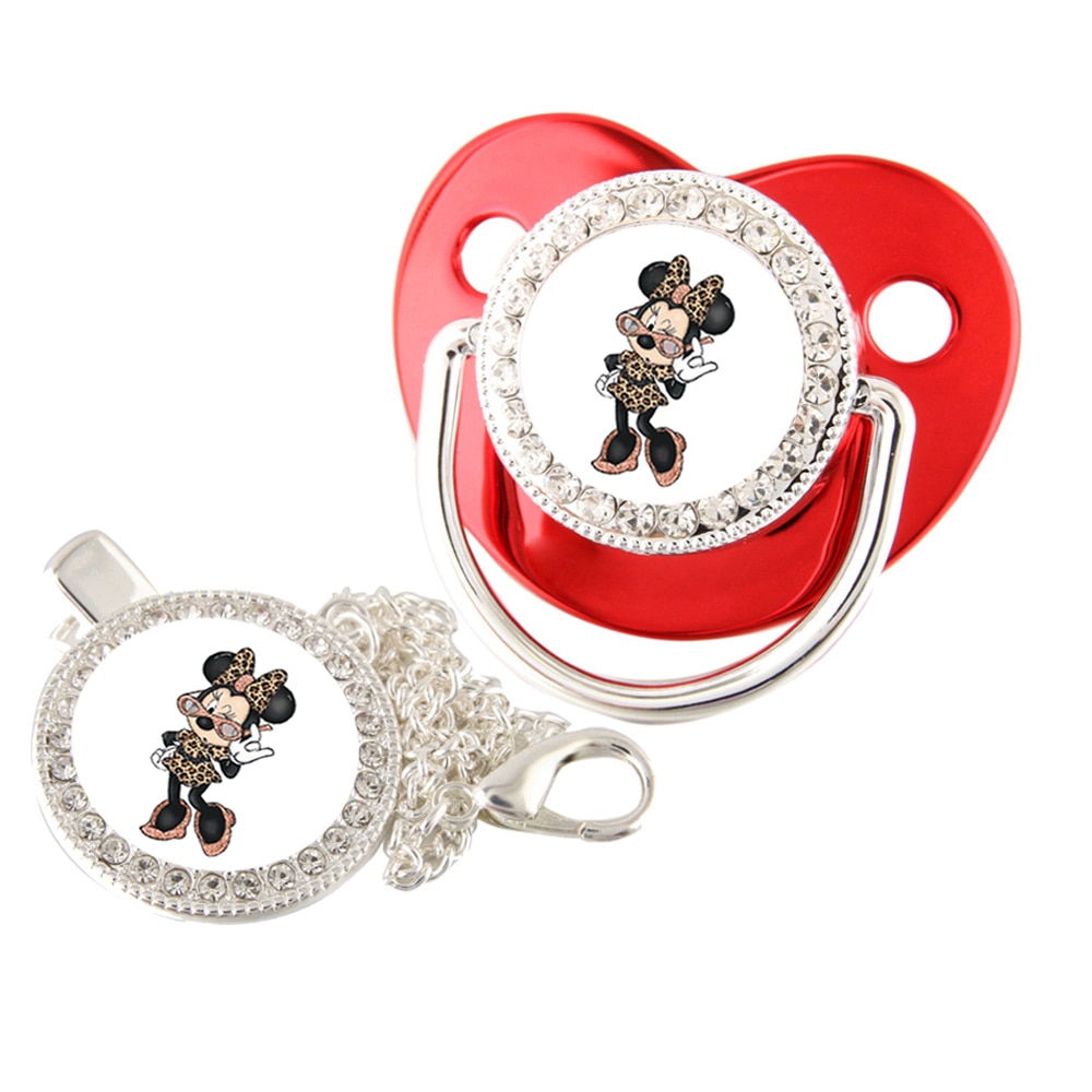 Minnie Baby Pacifier with Chain Clip BPA Free Bling Dummy Soother Chupeta 0-18 Months
