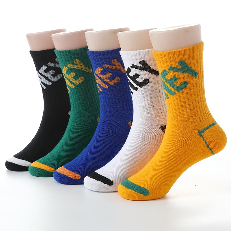 5 Pairs 2022 New Children Socks Autumn Winter Alphabet Fashion Boy Socks School Socks For Girls 3-15 Year