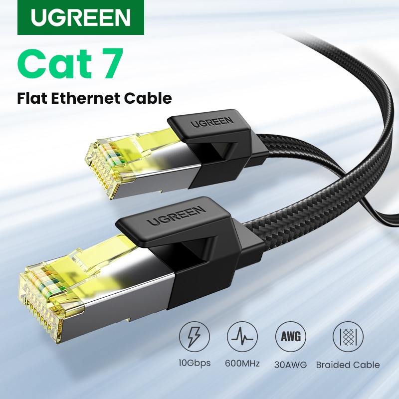UGREEN Ethernet Cable CAT7 10Gbps Cotton Braided Network Lan Cord for Modem Laptops PS5 4 Router 1m 10m 15m RJ45 Cable Ethernet