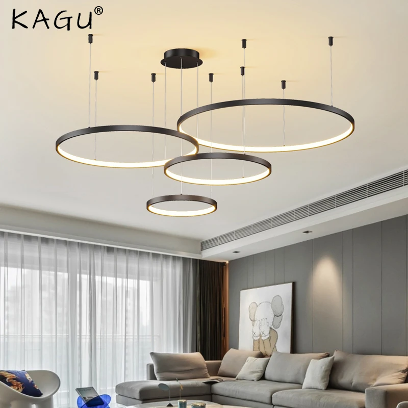 Modern Creative Rings Led Pendant Lights For Living Dining Room Bedroom Bar Cord Hanging Lamps Home