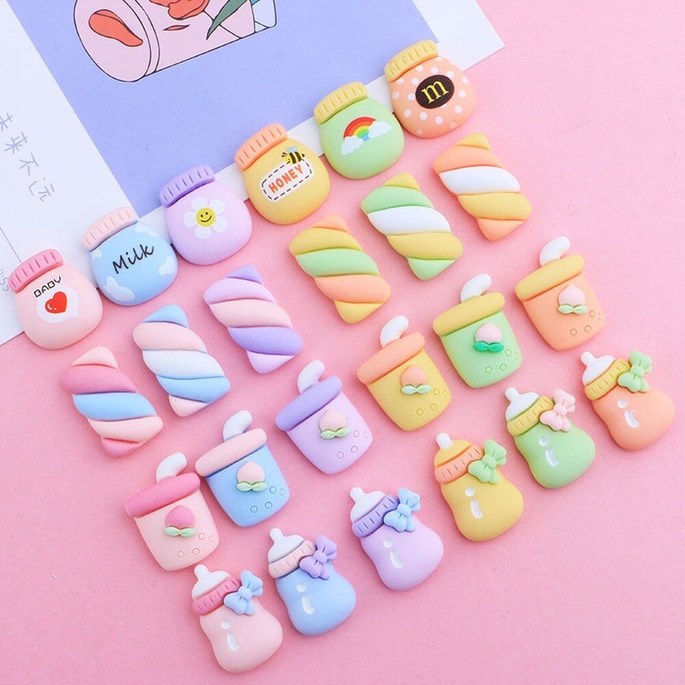 10Pcs Bottle Charms for Resin Polymer Clay Slime Making DIY Crafts Nail Art Lip Gloss Cellphone Decoration Accessories