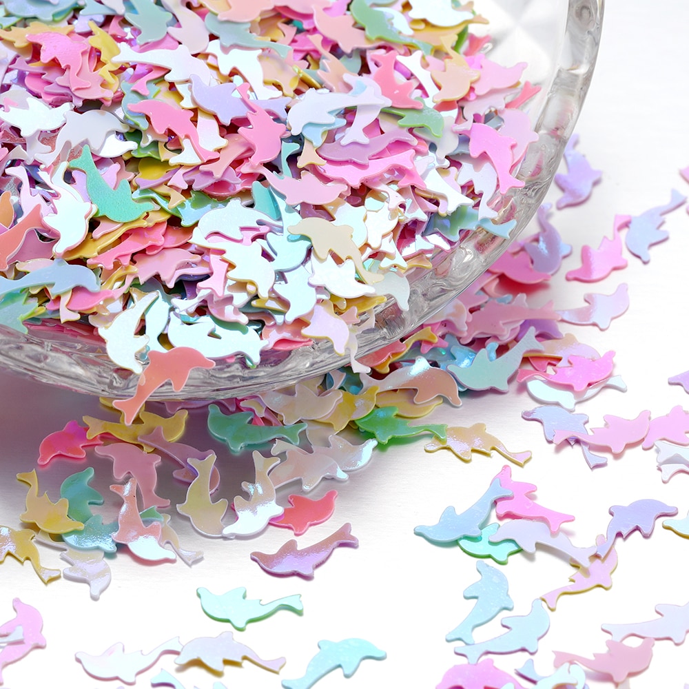 10g 10mm Pailettes PET Ultrathin Sequins Star Dolphin Laser Glitter Sequin for DIY Nail Art Decoration Body Art Painting Nail