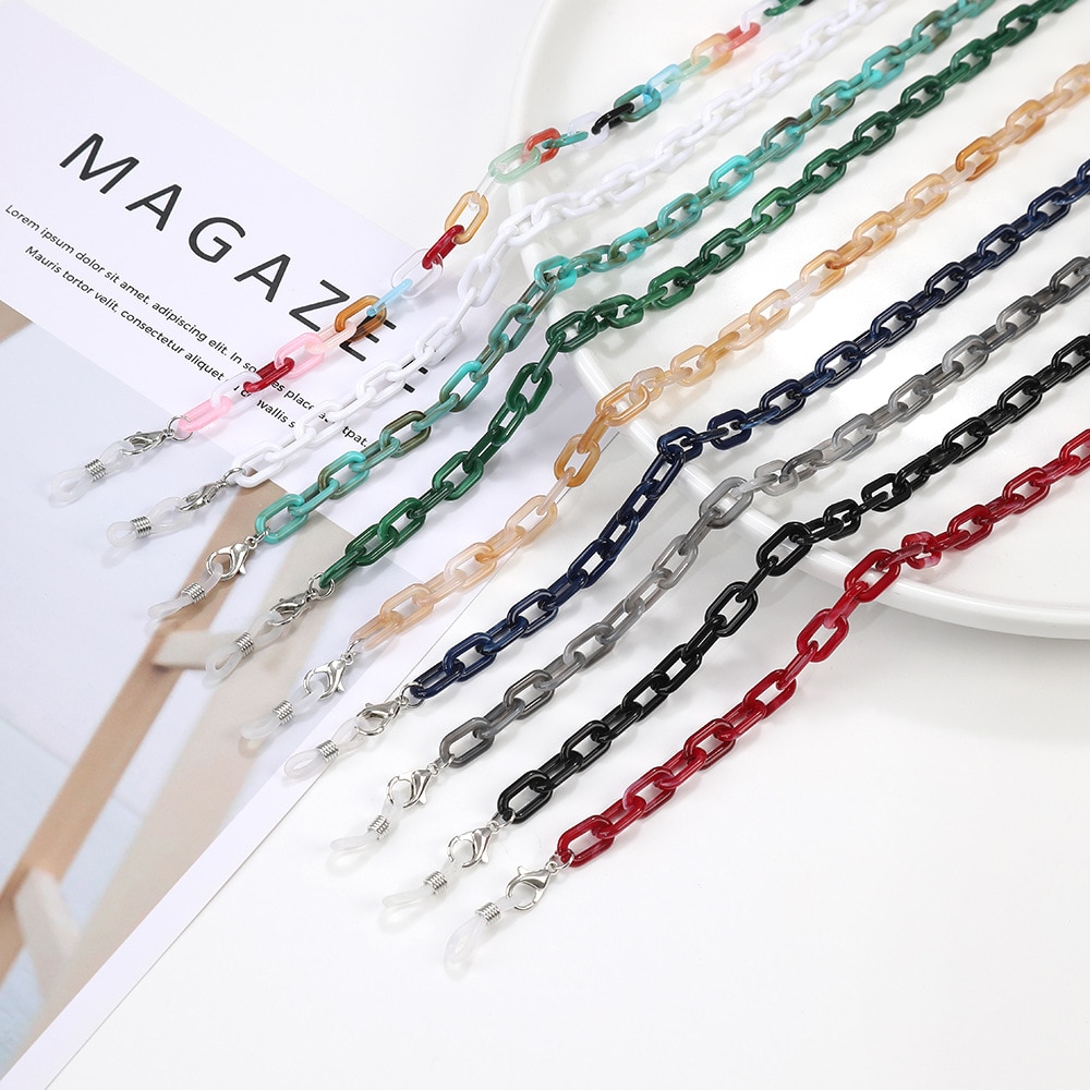 Boho Leopard Acrylic Sunglasses Chain Vintage Mixed Color Sunglasses Chain Mask Lanyard Fashion Jewelry Glasses Accessories