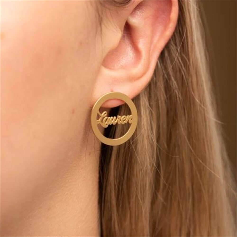 Personalized Name Stud Earrings Name Hoop Earrings 1 Pair Custom Letter Earring Personalized Jewelry Gold Earrings for Women