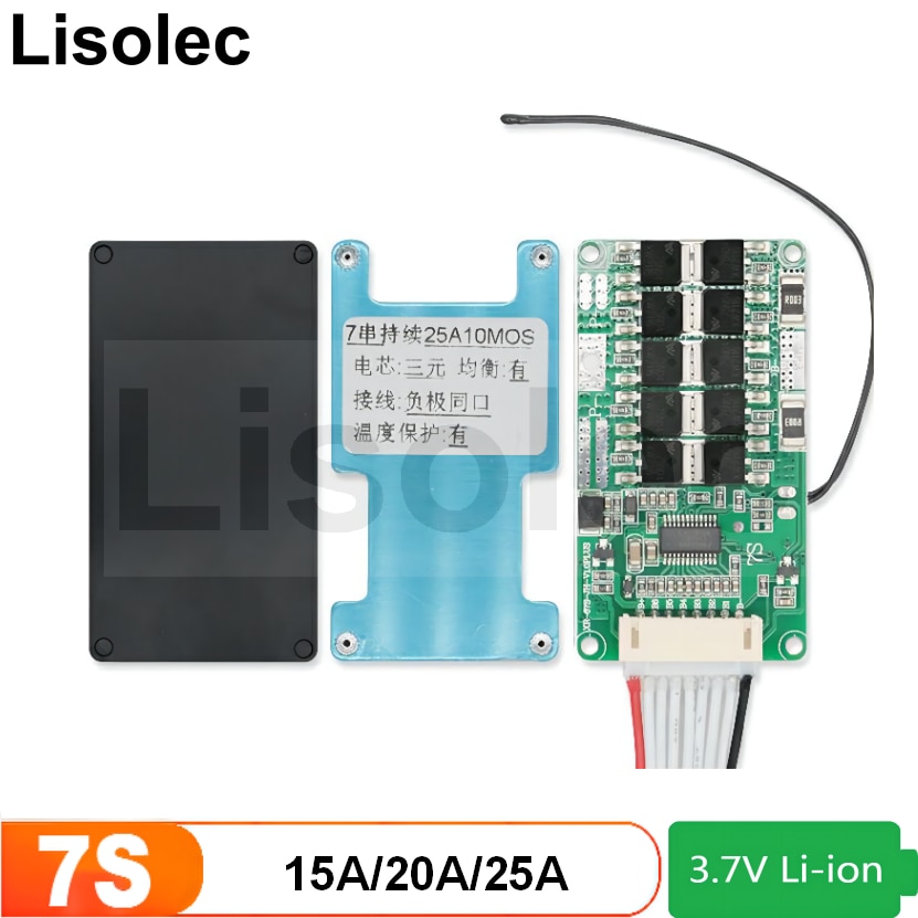 BMS 7S 24V 15A 20A 25A Lithium 18650 Battery Charge Board Equalizer WithBalance NTC Temperature Protection for Ebike Escooter