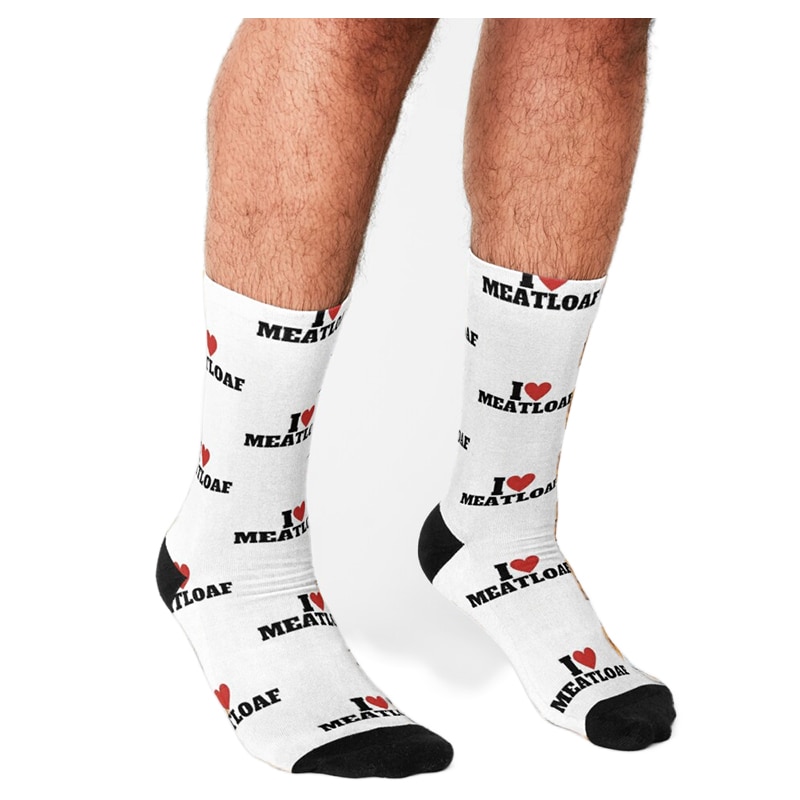Men's Funny socks I Love Meatloaf Medium tube Socks harajuku Men Happy hip hop Novelty cute boys Crew Casual Crazy Socks fo