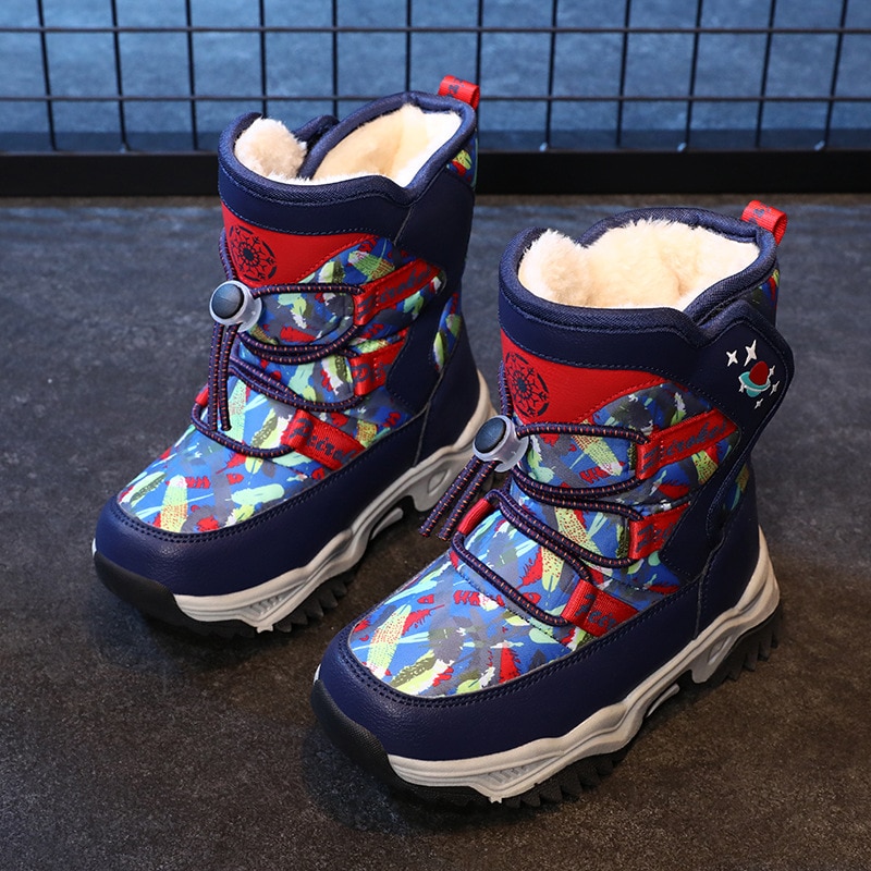 Waterproof Winter Boys & Girls Children Snow Boots Anti-cold Ski Thick Plush Warm Kids Shoes Size 26-38