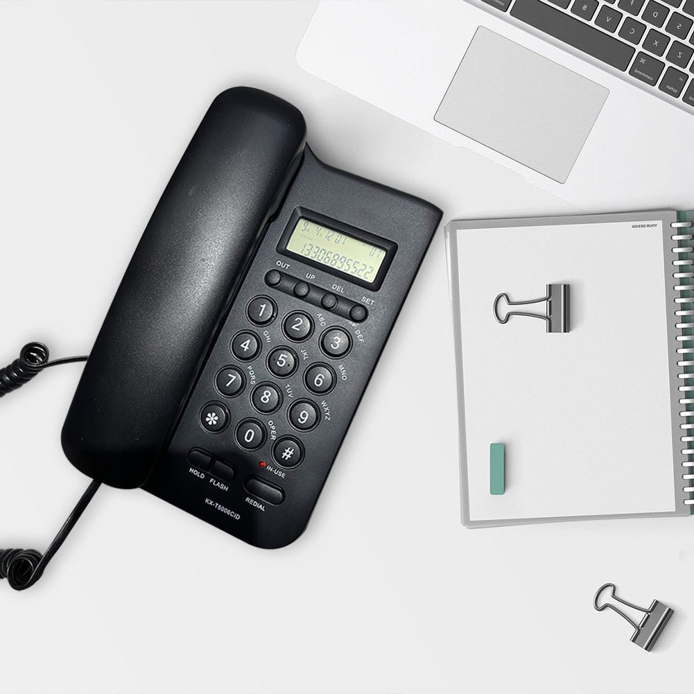 KX-T5006CID Corded Telephone Business Wall Mounted Callback Caller ID Big Button LCD Display Hotel Landline Phone