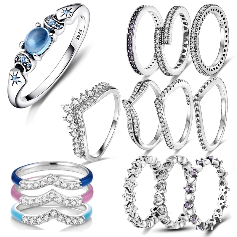 New Silver 925 Ring Stackable Infinite Heart Daisy Flower for Women Original Silver 925 Rings Brand Jewelry Gift