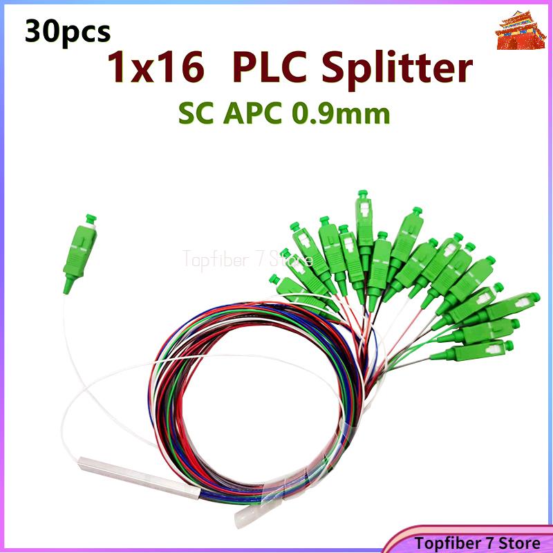 1X16 SC APC PLC Splitter SM Single-mode 0.9mm PVC G657A 1m FTTH 1*16 Steel Tube Fiber Optic Splitter Free Shipping